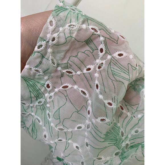 Portabella New York Embroidered Chiffon Men Shirt M Green Floral Boho - Picture 7 of 11